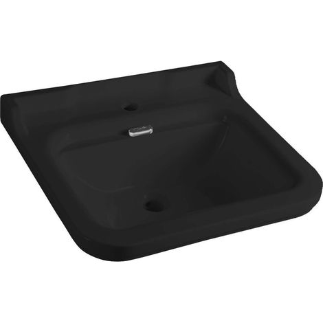 Sapho Kerasan Waldorf - Lavabo 60x55 cm, con troppopieno, foro per rubinetto, nero opaco 4140K7 (1/5)