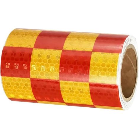 Autocollants de Sécurité Réfléchissants Rouge/Jaune - Auto-Adhésif, Haute Visibilité Nuit/Jour pour Véhicules, Modèle Réfléchissant de Sécurité (1/4)
