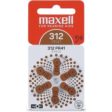 PILA AUDIFONO MAXELL PR41 312 SIN MERCURIO - BL6 - UNIDAD