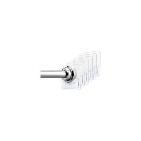 Lot de 6 supports de tringle à rideau de douche adhésifs muraux sans perçage pour salle de bain et cuisine (1/4)