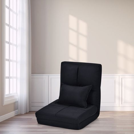 Chaise de sol reglable avec coussin moelleux noire 6 positions (1/5)