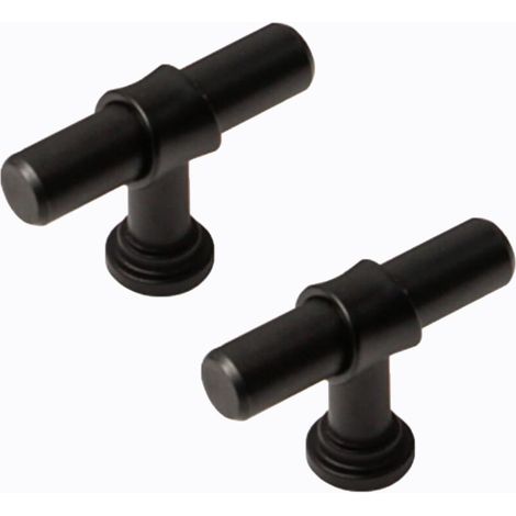 2 Mattschwarze Möbelgriffe, Küchenschubladengriffe, Einloch-Schubladengriffe aus Aluminiumlegierung und Zinklegierung mit Schrauben (1/5)