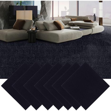 Lot de 30 dalles de moquette autocollantes pour bureau, salon, balcon - 30 x 30 cm - Noir (1/5)