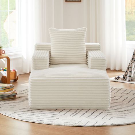 Canapé-lit moderne en velours côtelé, convertible sans structure, fauteuil inclinable confortable, lounge pour salon, bureau ou appartement, sans montage. (1/5)