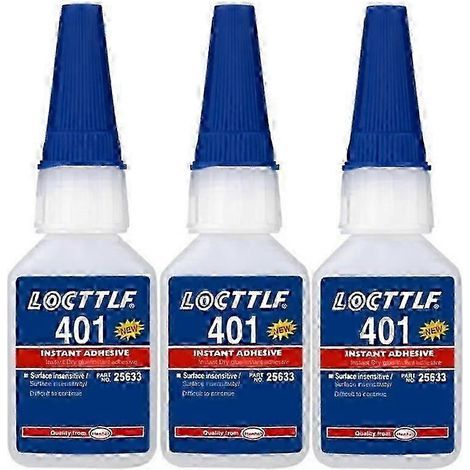 3 flacons de 20 ml de colle Loctite 401 Instant Fast Glue. colle super forte multi-usages. colle liquide incolore ultra-résistante. (1/5)