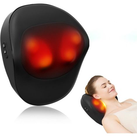 Coussin de Massage Électrique Multifonction - Massage de Précision 6 Zones (Cou, Dos, Abdomen, Bras, Jambes, Pieds) - 3 Vitesses Réglables - Noir