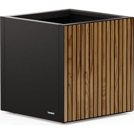 Jardinière cube Herstera DECO PLANTER en métal noir et bois 50x50x50 cm (1/5)