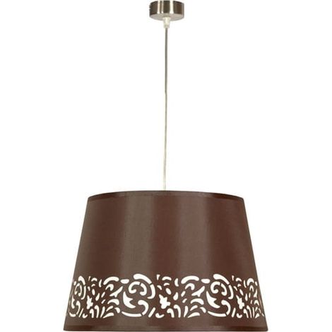 Suspension Candellux Kaszmir Ø35 tissu brun E27 chromé (1/3)