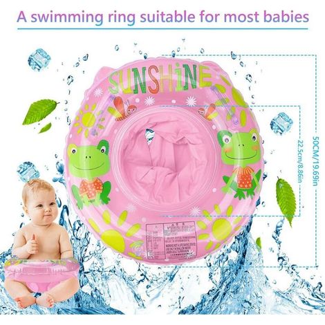 Schwimmhilfe fürs Schwimmbad, Babyschwimmring, aufblasbare Schwimmhilfe, geeignet für Babys ab 6 Monaten, Babyschwimmsitz, Schwimmring, Wasserspielzeug für Strand oder Pool (Rosa Frosch) (1/5)