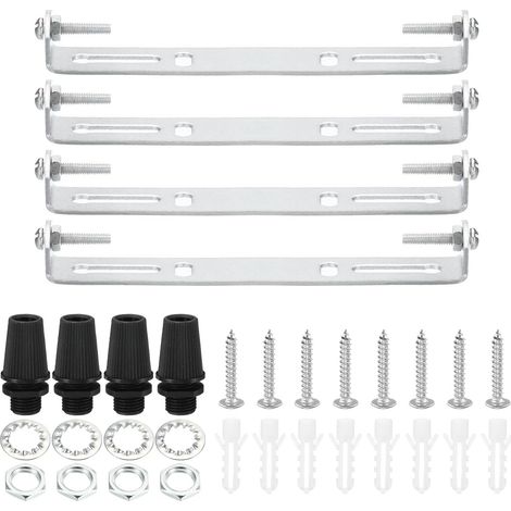 125mm Support de Fixation Plafonnier, 4 Ensemble Lumière Luminaire Montage Support Plaque Acier Barre Transversale pour suspensions Mur Lumière, avec Vis Rondelle Écrou Trousse (1/5)