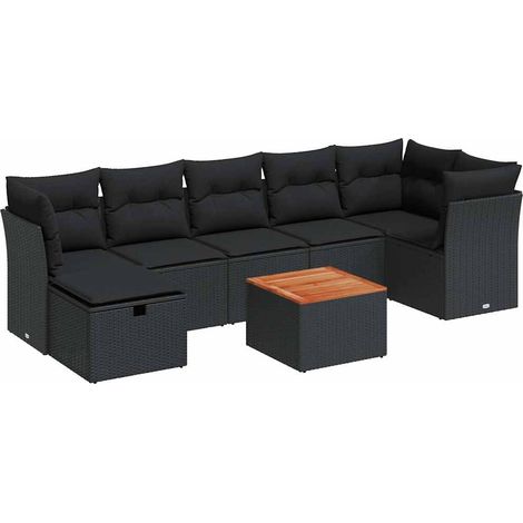 Set Divani da Giardino con Cuscini 8 pz Nero in Polyrattan vidaXL (1/4)