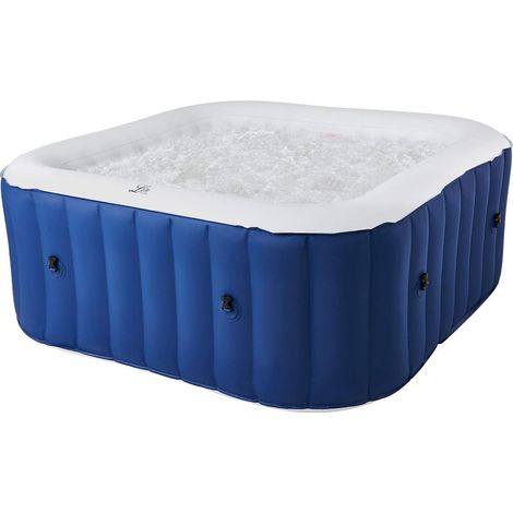 1 Spa Gonflable Carré, 4 Places, 108 Jets Air, Chauffage 1500W, Jardin