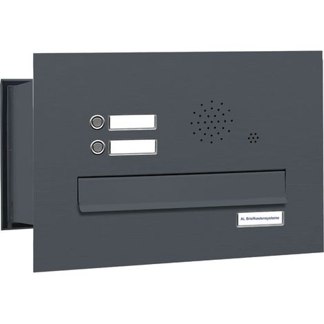 1er Briefkastenanlage für Mauerdurchwurf RAL Farbe 7016 2 Klingel Sprechgitter (1/5)