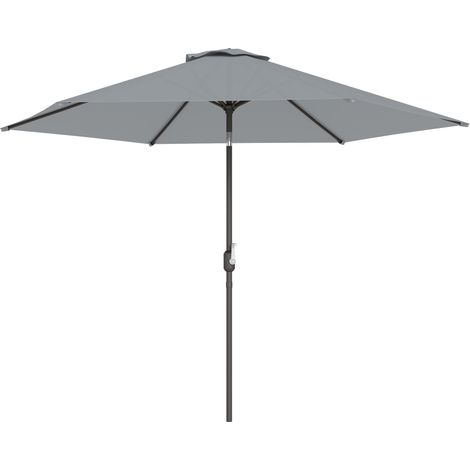 Parasol de 3 m avec housse de protection, parasol de marché extérieur inclinable à manivelle, aération, gris (1/5)