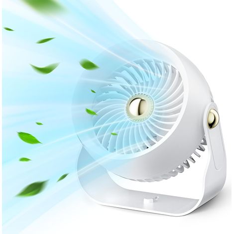 Small Portable Rechargeable Desk Fan with 6000mAh Battery - 4 Speeds & Timer for Bedroom, Dorm, Office, 270° Adjustable (1/5)