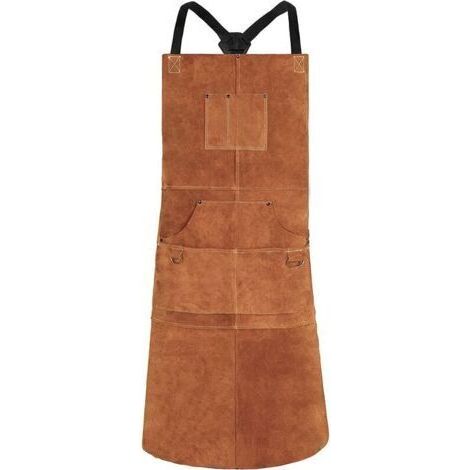 BUNTHAUS Tablier de Soudure, Tablier de Travail en Cuir de Vachette avec 6 Poches, 24\\\