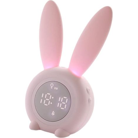 Ciieeo Réveil de Chevet Numérique Lapin Rose en Abs et Silicone (1/5)