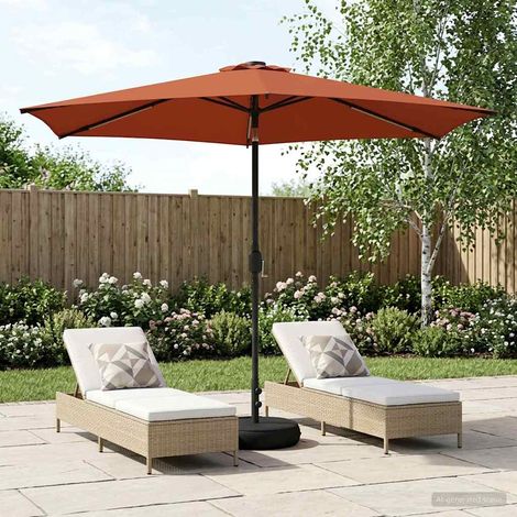 Parasol de jardín con luces LED y base 300 x 300 cm Poliéster