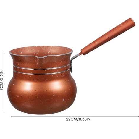 Mini-Multifunktions-Kochtopf mit Deckel, 10 cm, antihaftbeschichtet, kaffeefarben. (1/4)