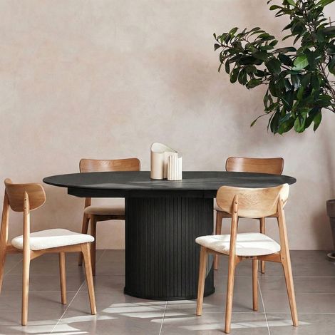 Table à manger extensible 120/167x120x75 cm chêne noir - SKYRA