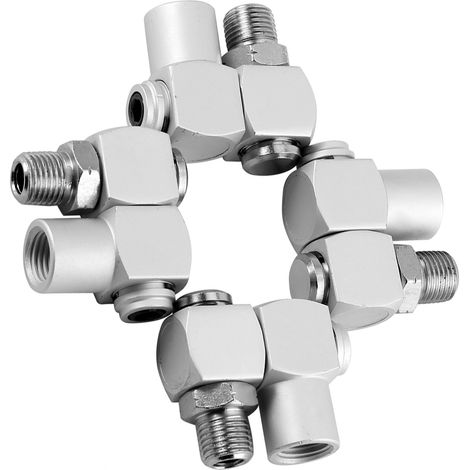 Adattatore pneumatico a 360° con doppia rotazione - Confezione da 4 - Alluminio da 1/4" (1/4)