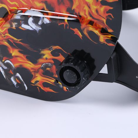 Maschera professionale per saldatura auto-oscurante grado 9/13 DIN fiamme arancioni nere (1/3)