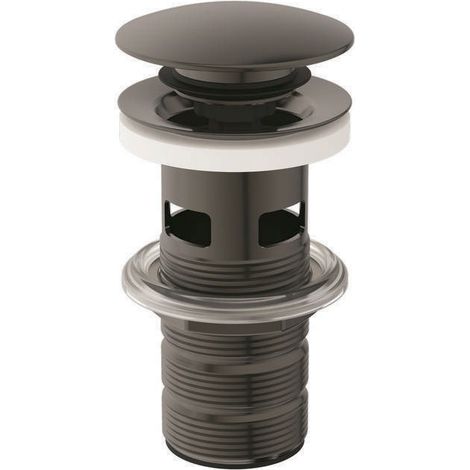 Poussoir à ouverture automatique pour lavabo avec trop-plein, gris magnétique