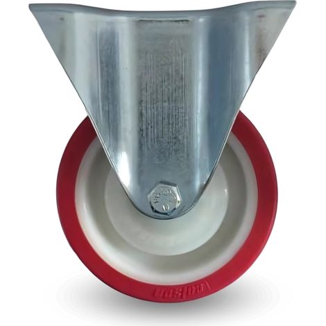 Roues fixes 125 mm 200 kg fppu 1251 ROUGE polyuréthane (1/5)