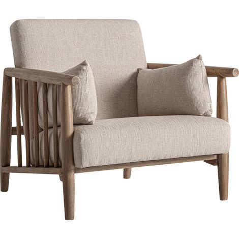 Fauteuil contemporain en bois de bouleau finition artisanale marron - Marron bois naturel chaleureux (1/4)