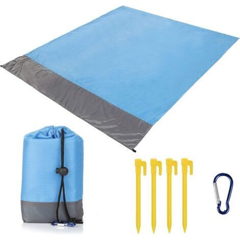 Extra Large Beach Blanket 210 x 200 cm, Sandproof Mat for 4-7 Adults, with 4 Fixed Nails (1/5)