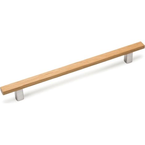 Poignée de meuble en bois avec support aluminium – Entraxe 160 mm – Hauteur 32 mm – Longueur 220 mm – Largeur 15 mm – Décor noyer – Fosun (1/2)