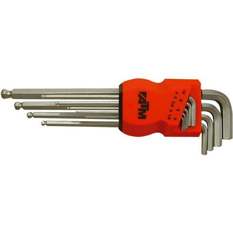 Jeu de 9 clés Allen extra longues pour distributeur automatique de billets (diamètre 1,5-10 mm).