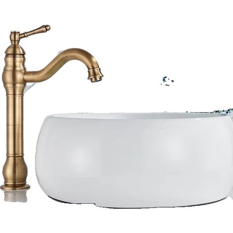 Rubinetto per lavabo da bagno, monocomando, finitura ottone anticato, ottone anticato H (1/2)