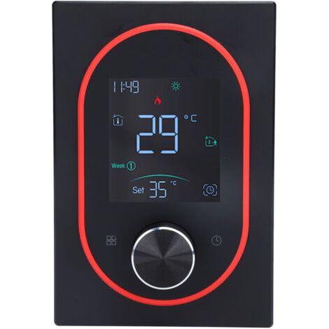 QORVA-Thermostat couleur intelligent LCD bouton programmable contrôle écran tactile chauffage électrique avec application pour maison hôtel bureau AC 95 V à 240 V noir modèle normal (1/4)