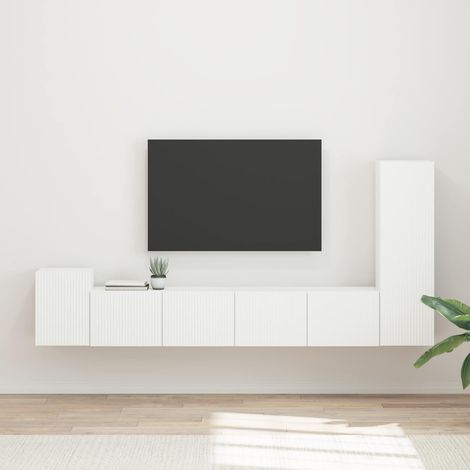 TV-Schrankset Wandmontiert 3 pcs Weiß Holzwerkstoff