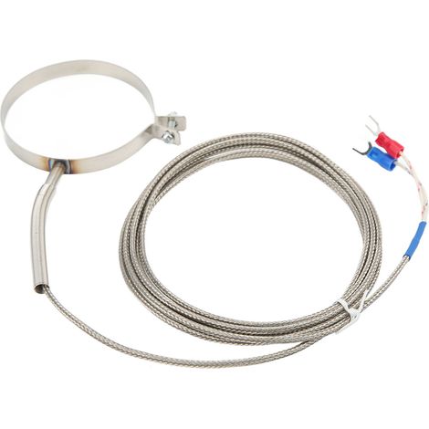 Thermocouple K Type acier inoxydable 60mm, capteur température 0-400°C fileté industrie, câble 2m/6,6ft. (1/5)