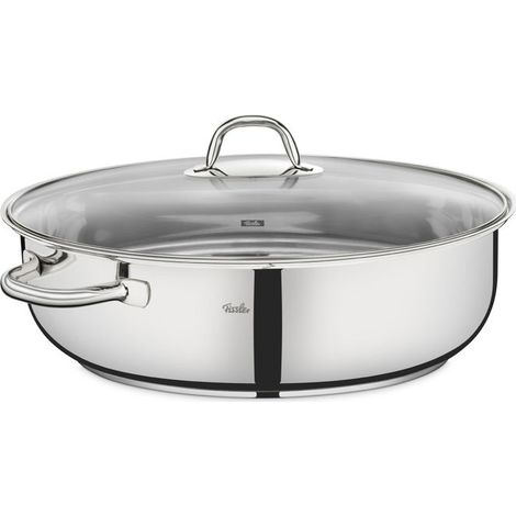 Fissler Rostiera Ovale Acciaio Inox 8.8 L 38 cm con Coperchio in Vetro Compatibile Induzione