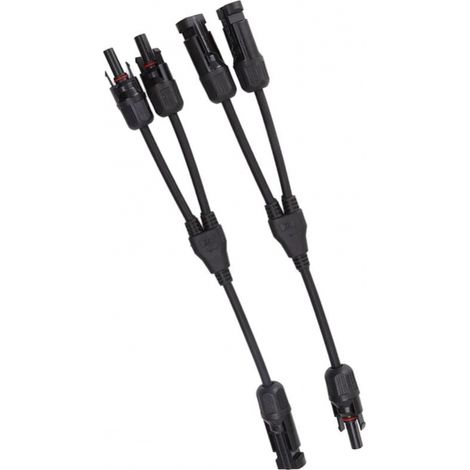 Black Solar Y Branch Connectors, 2PCS 1 to 2 Solar PV Splitter Parallel Adapter Cable Wire Socket 1000V DC (1/5)