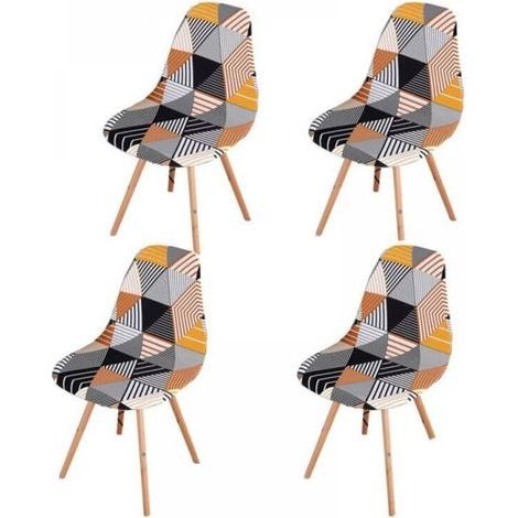 Housse de chaise extensible. lot de 4 pièces. universelle. sans accoudoirs. pour salle à manger. salon. cuisine. décoration d'intérieur. gris (1/4)