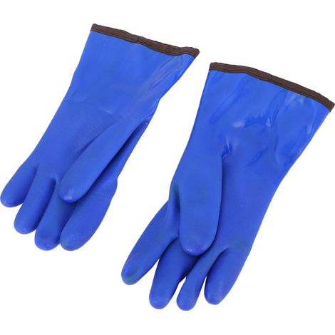 Gants thermiques doublés polaire, antidérapants en caoutchouc, résistants au froid jusqu'à -20 °C, imperméables, bleus (1/5)