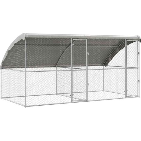 Kennel pour Chiens 2 pcs Argenté 4 x 2 x 2 m Acier galvanisé (1/5)