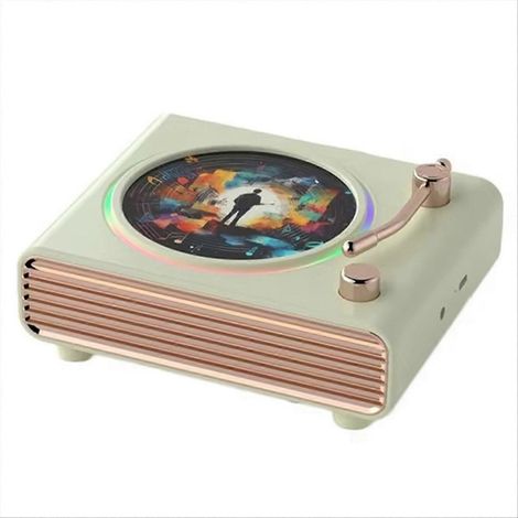 Tragbarer Bluetooth-Lautsprecher in Retro-Grün, Wandhalterung, Soundbar mit kraftvollem Bass, farbiger Ambientebeleuchtung und kabellosem MP3-Player (1/5)