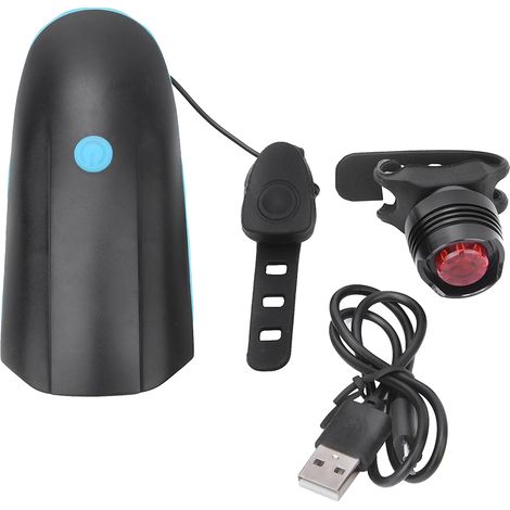 Phare de Vélo USB avec Klaxon 120DB et Éclairage LED Bleu pour Cyclisme Nocturne (1/5)