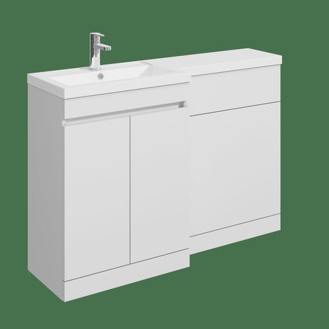 Balterley Tean 1200mm Floor Standing Compact Unit with Left Hand Polymarble Basin - White