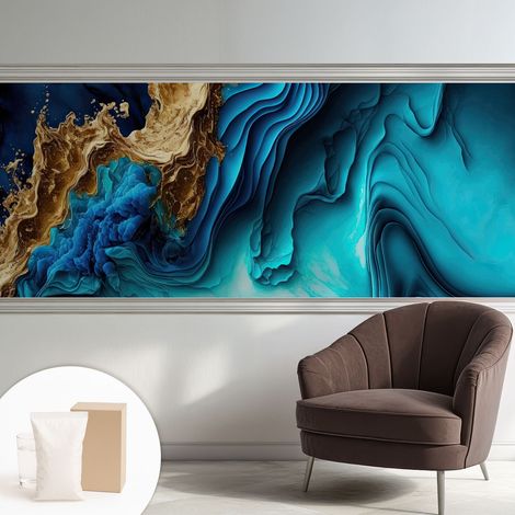 Papier peint intissé décoratif pour salon chambre et cuisine Facile à poser avec colle Vagues énergiques 250x104 cm (1/5)