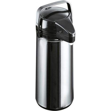 Termo para conferencias con bomba, inserto de vidrio, carcasa de acero inoxidable, 1,9 l, acero y negro. (1/3)