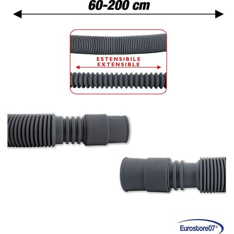 TUBO SCARICO LAVATRICE LAVASTOVIGLIE ESTENSIBILE DA 0.60- 200 CM   Ø19-22