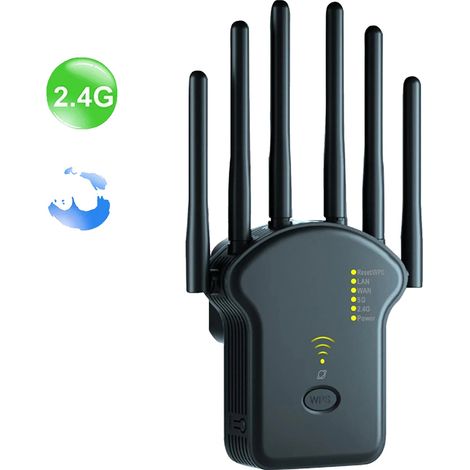 Repetidor WiFi, rendimiento de doble banda, cobertura mejorada, 2.4G 5G 1200M Negro (1/2)