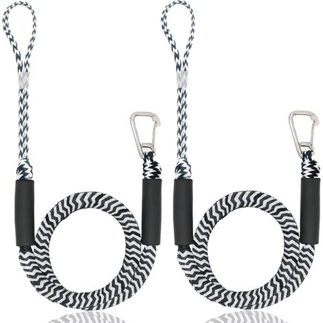 Cabo de amarre, accesorios para barcos y muelles, cabo de amarre de doble trenzado, cabo de amarre con gancho, cabo de amarre para barcos, kayaks, motos acuáticas, pontones, canoas (blanco)