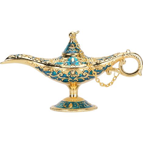 Brûleur d'Encens Creux en Forme de Lampe Bleu - Décoration Métallique Artisanale pour la Maison, Idée Cadeau Originale (1/5)